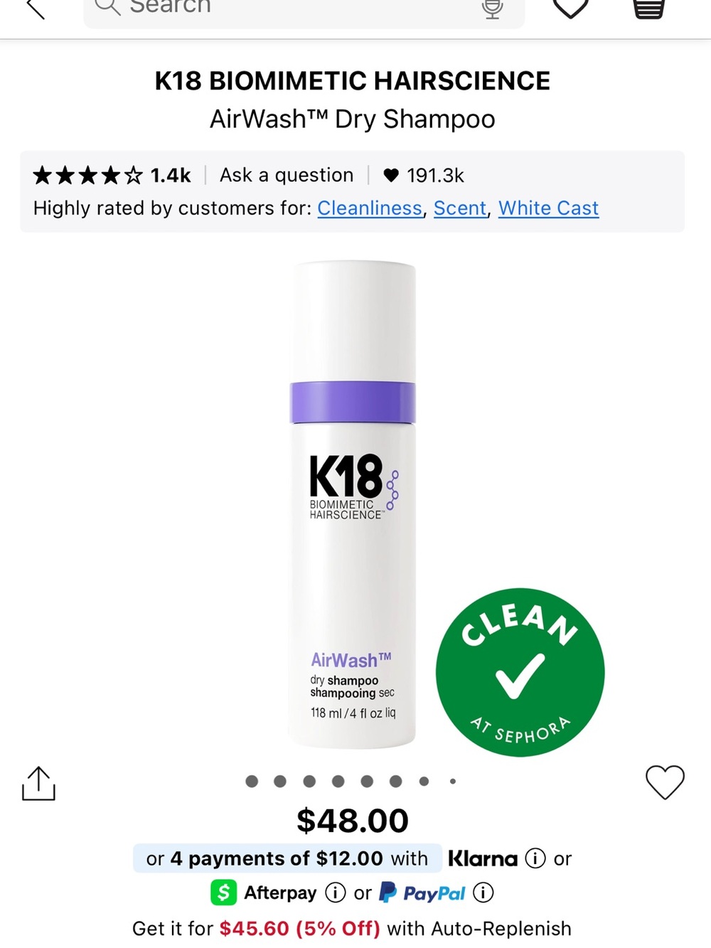 BRAND NEW NWT K18 air wash shampoo